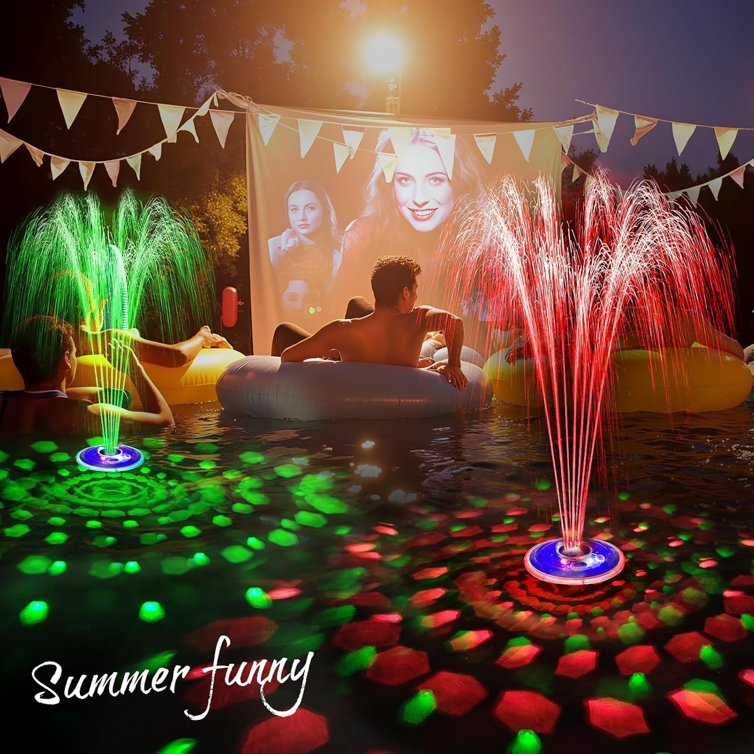 Upgraded Pool Fountain, Floating Pool Fountain with Lights, above Ground Pool Wa