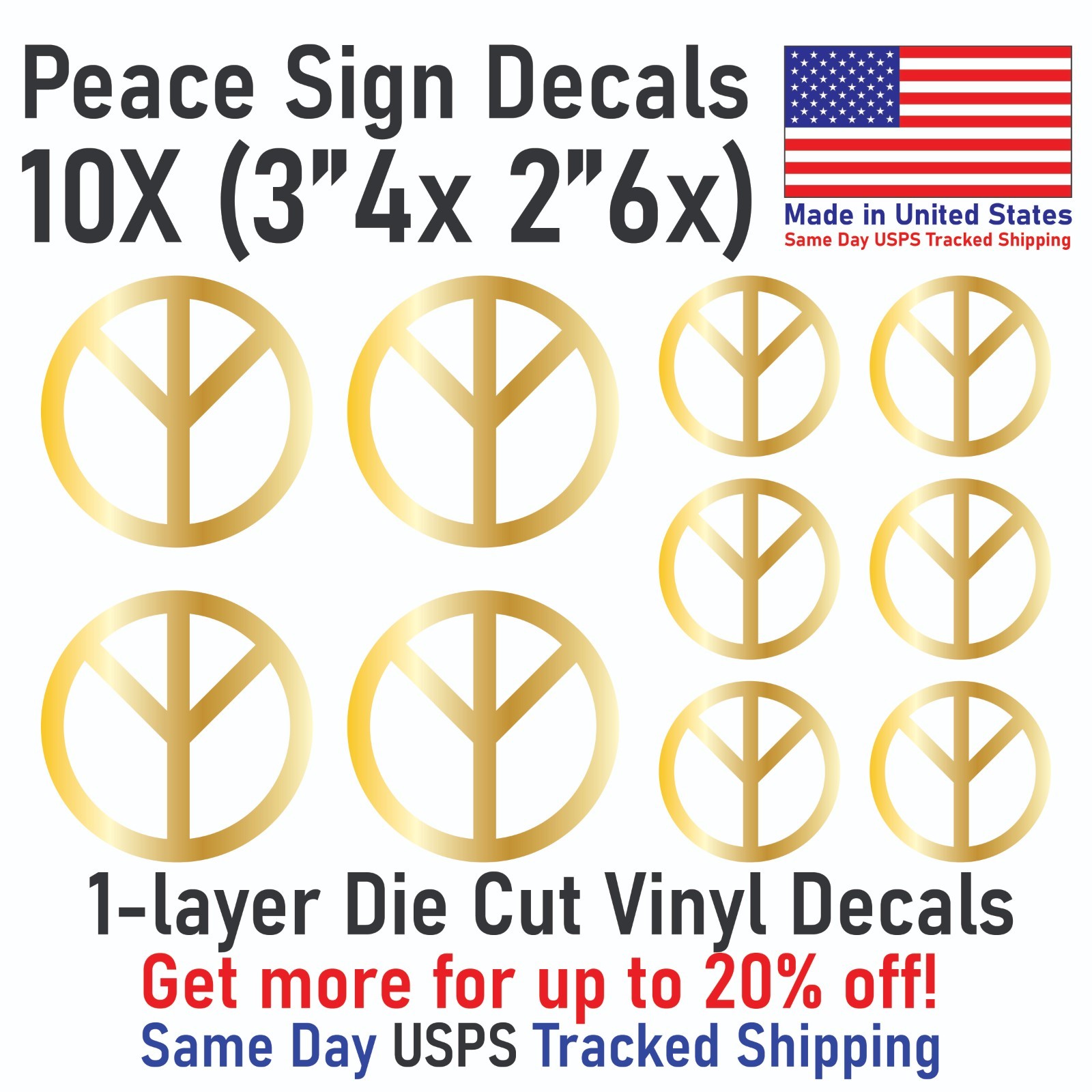 2" – 24" Peace Sign Die Cut Vinyl Decal Sticker – Made in USA Same Day Shipping