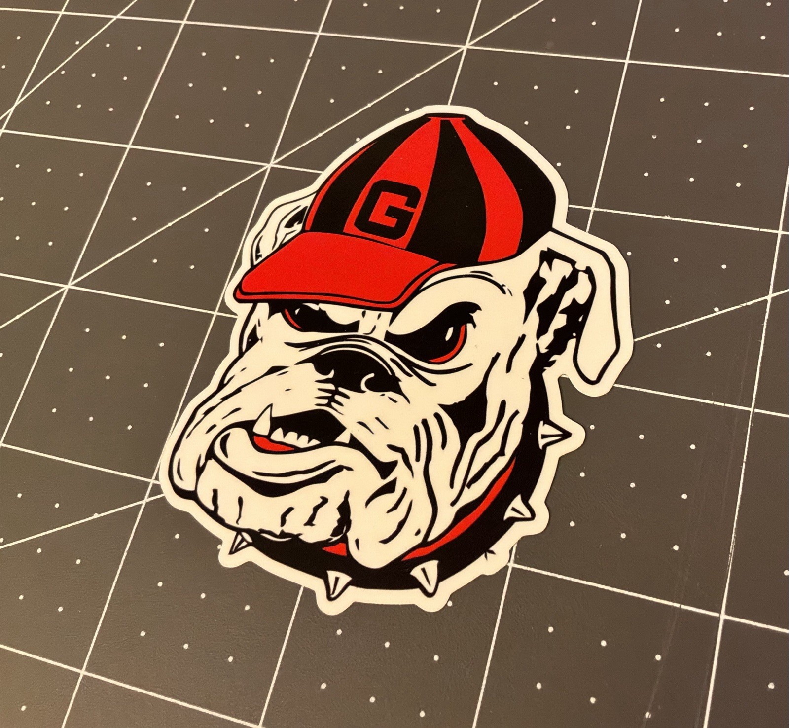 Georgia Bulldogs Sticker 3” Red Cap