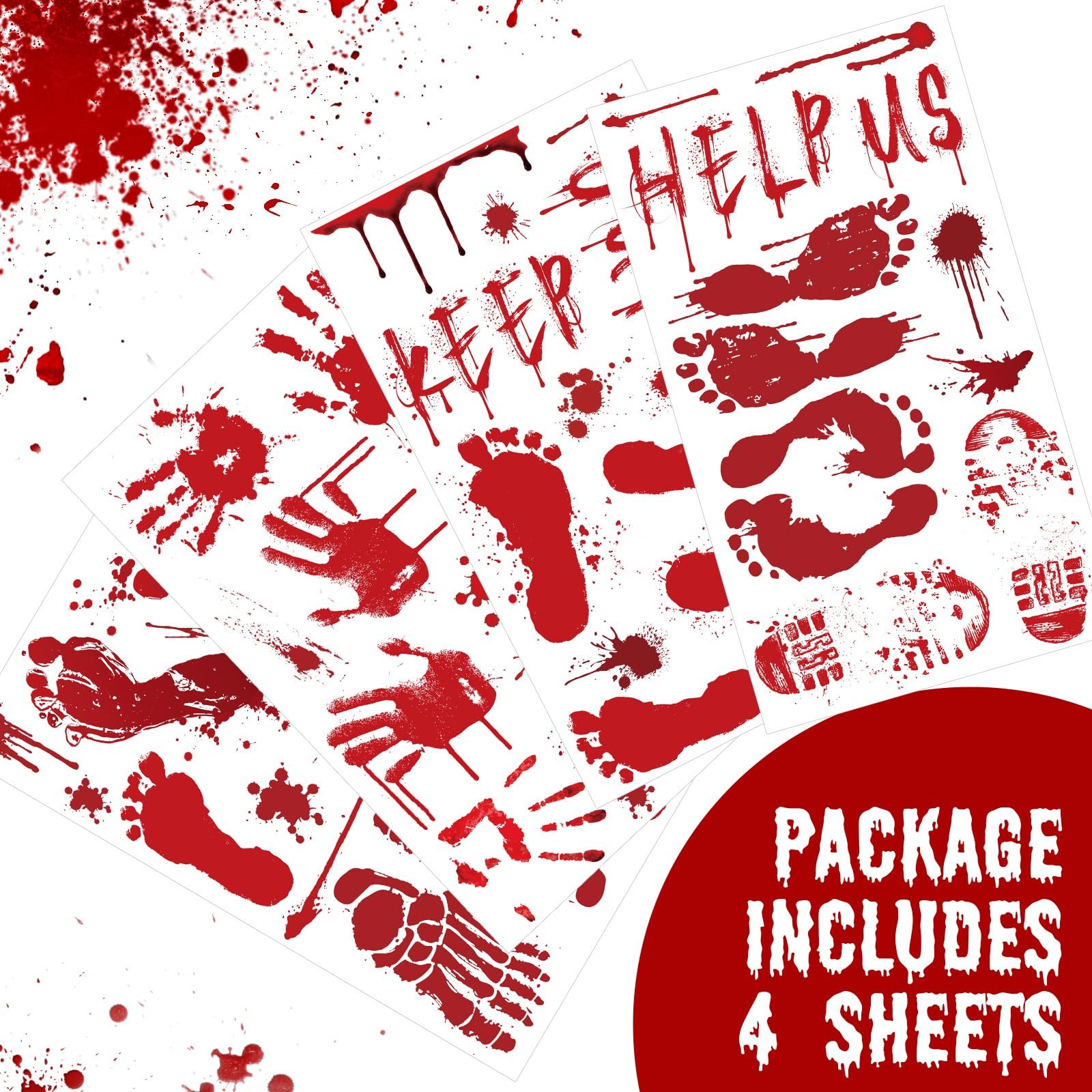 Bloody Handprint Footprint Floor Stickers Clings Decorations, Life Size Wall …