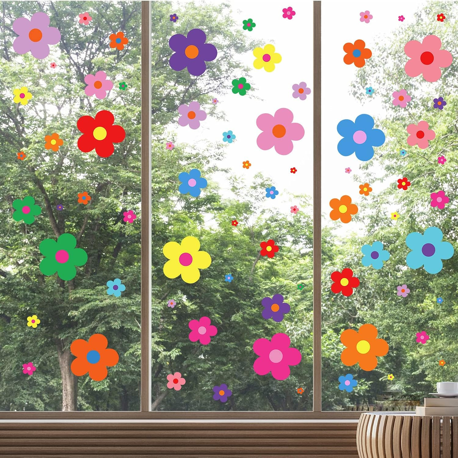 288 Pcs Colorful Floral Wall Stickers for Nursery Bedroom (9.1 X 11.4 Inch)