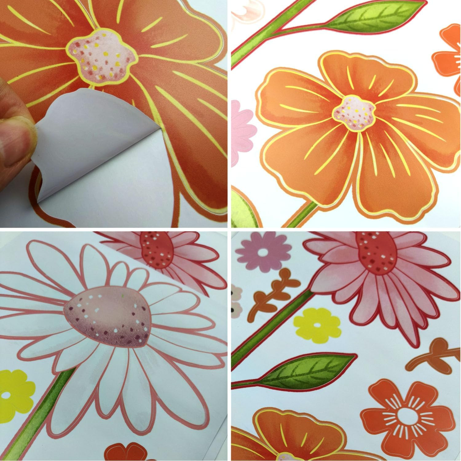 Boho Flower Wall Stickers – Daisy Butterfly Decals, PVC Waterproof Self-Adhesive