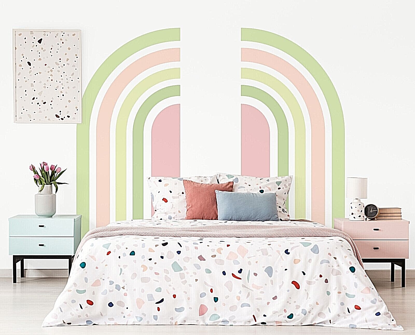 Colorful Elongated Half Rainbow Wall Decals, Stickers, Wall Art Decoration 564