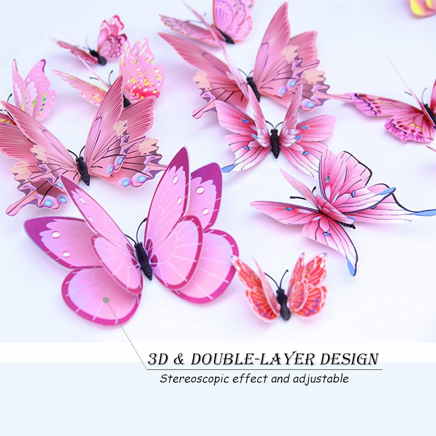 Butterfly Wall Decor 24/48 PCS, 3D Butterflies Stickers for Party Decorations wi