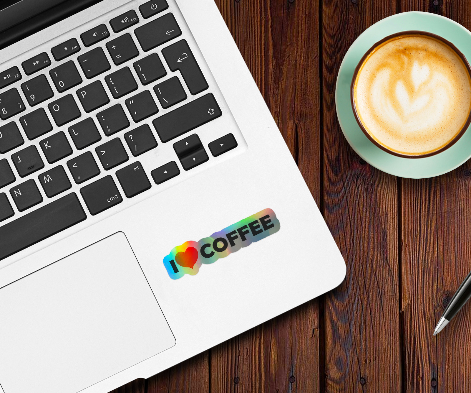 I Love Coffee Holographic Vinyl Sticker – Cute Caffeine Lover Decal
