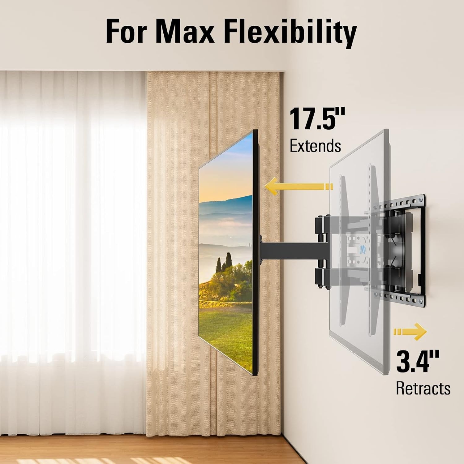 TV Wall Mount for 32-65 Inch TV with Swivel and Tilt Full Motion TV Bracket