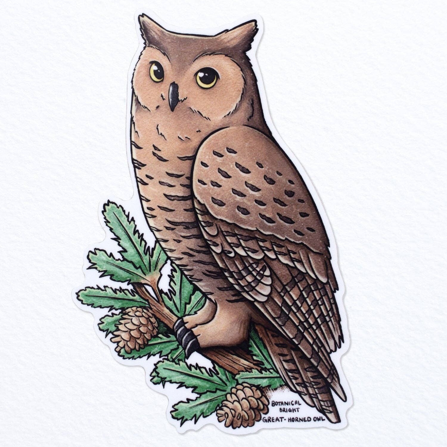 Great Horned Owl Sticker – Waterproof Vinyl Wildlife & Nature Decal