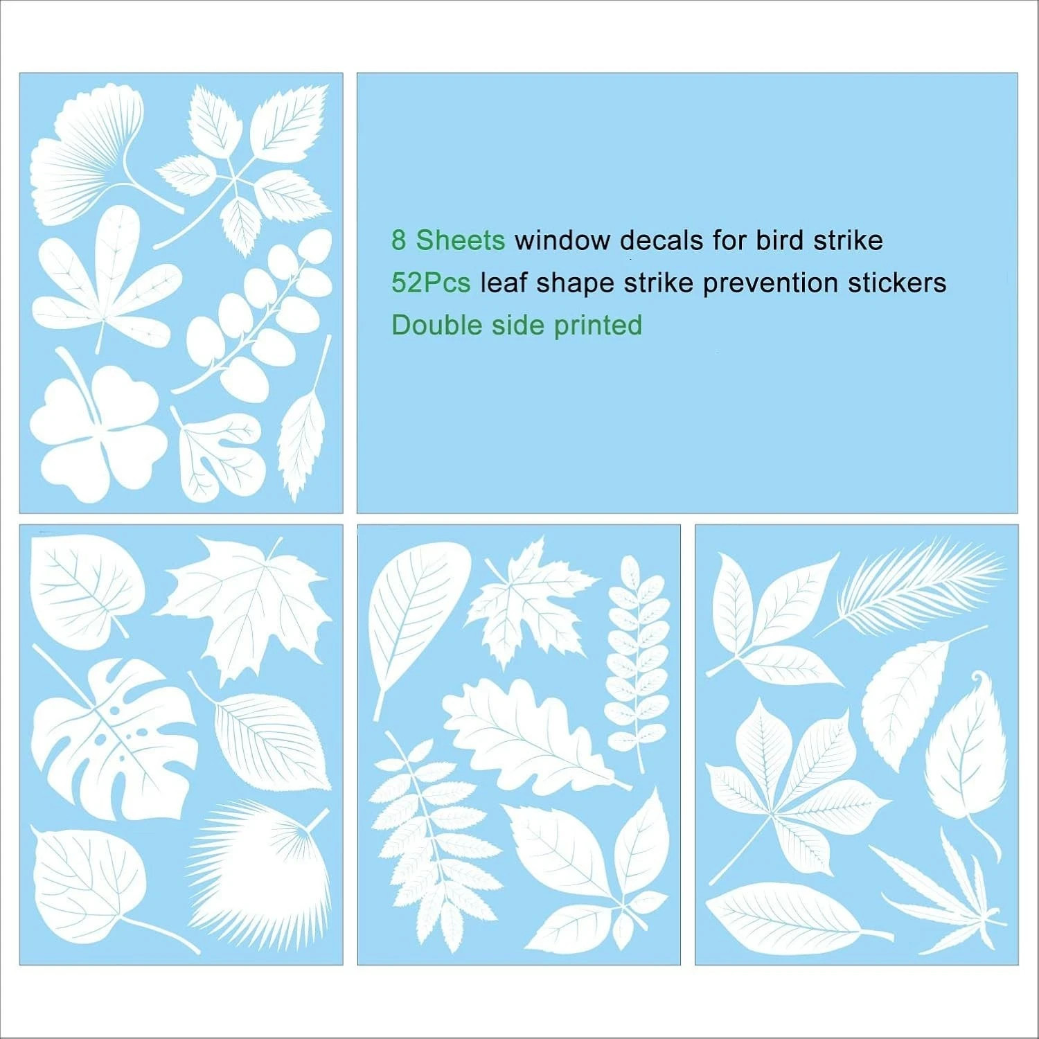 Window Decals for Bird Strikes,52 Pieces Large Leaf Shape anti Collision Window