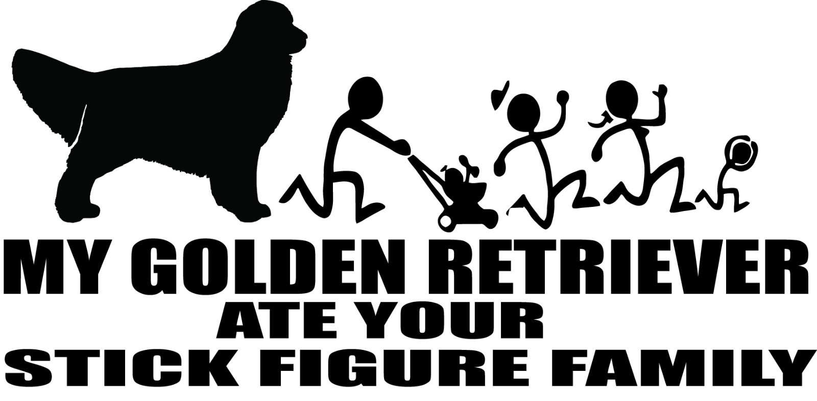 Golden Retriever Stick Figure Family Vinyl Decal – Funny Dog Design #9049S