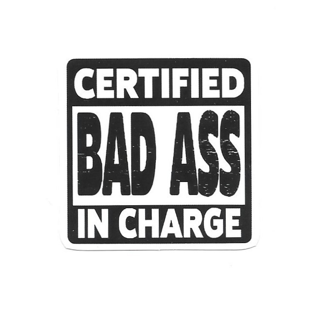 Certified Bad Ass In Charge Vinyl Sticker Novelty Sarcastic Boss Laptop Art Gift