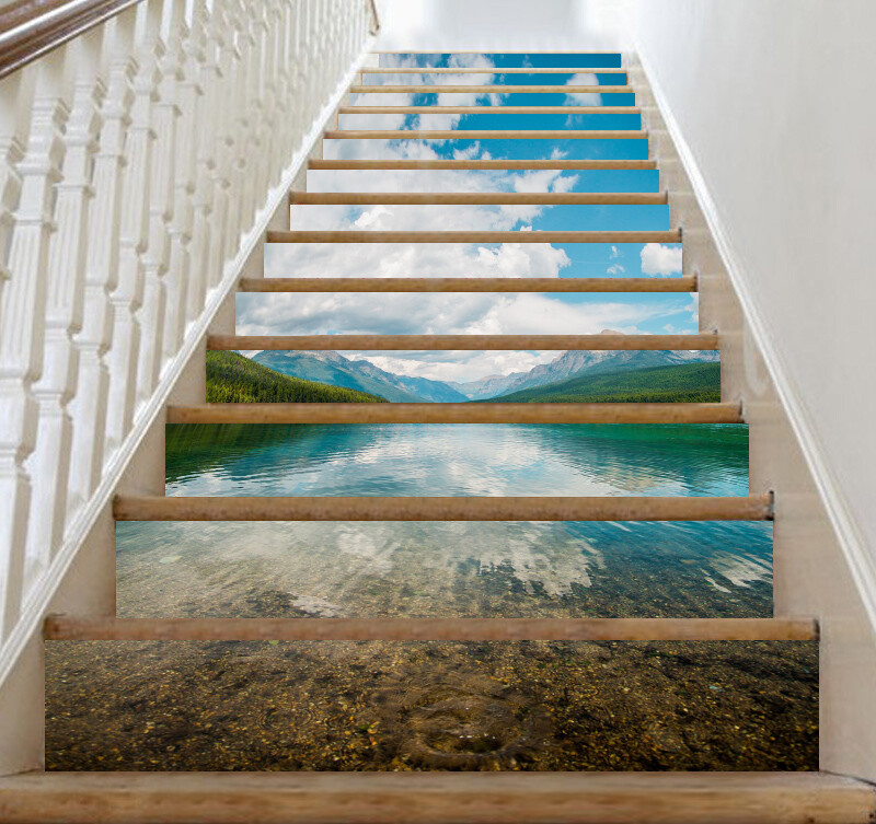 3D Forest Lake 985 Stair Risers Decoration Photo Mural Vinyl Decal Wallpaper