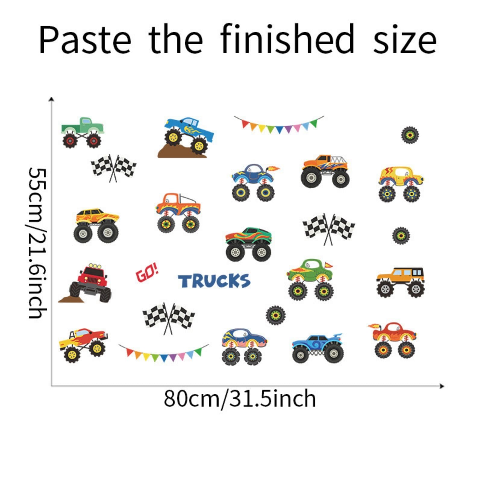 25 Pieces Monster Truck Stickers Wall Decals Wall Stickers for Bedroom for Li…