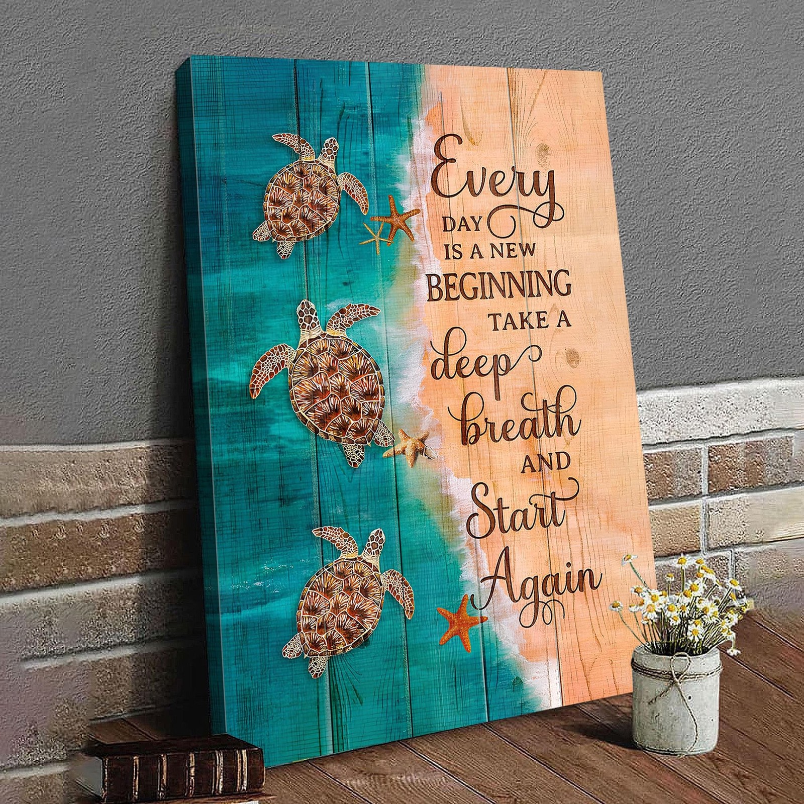Sea Turtle Wall Art Teal Bathroom Decor Farmhouse Coastal Room Decor Inspirat…