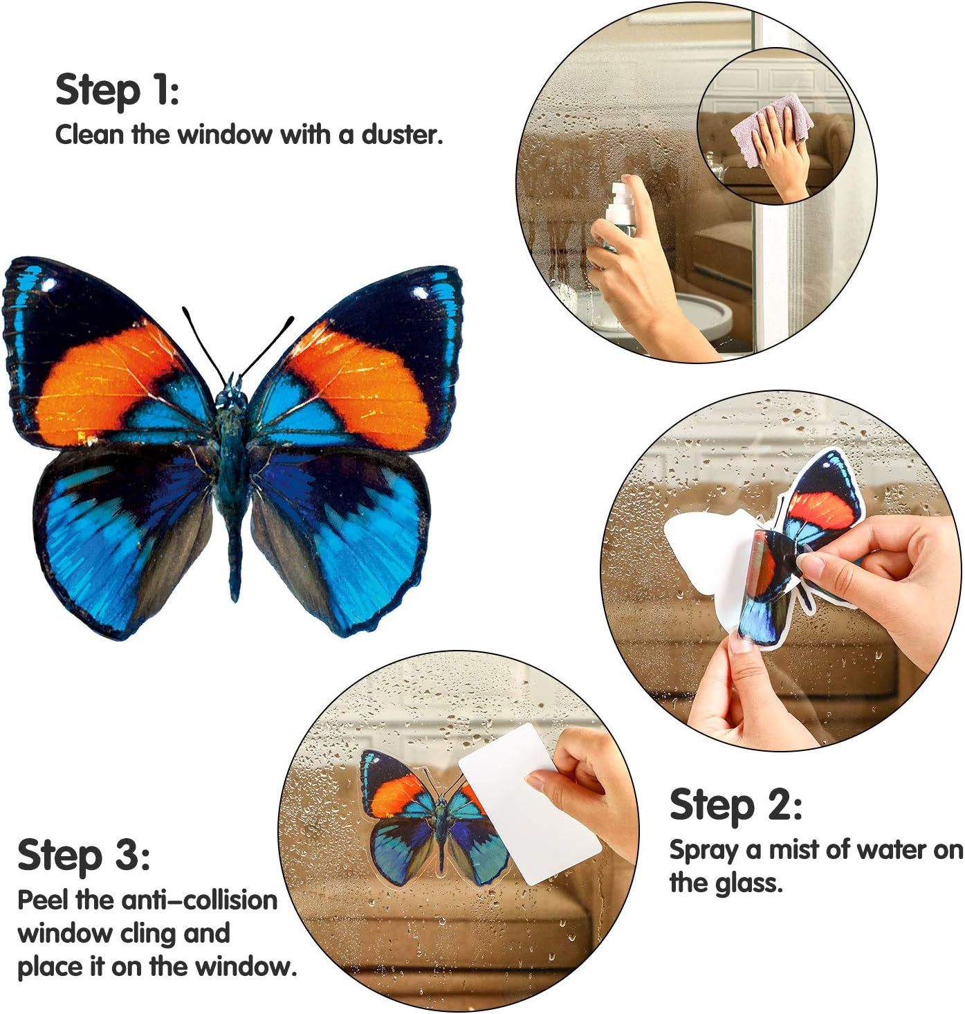 40 Pieces Butterfly Anti-Collision Window Stickers Christmas Decor Butterfly Cli