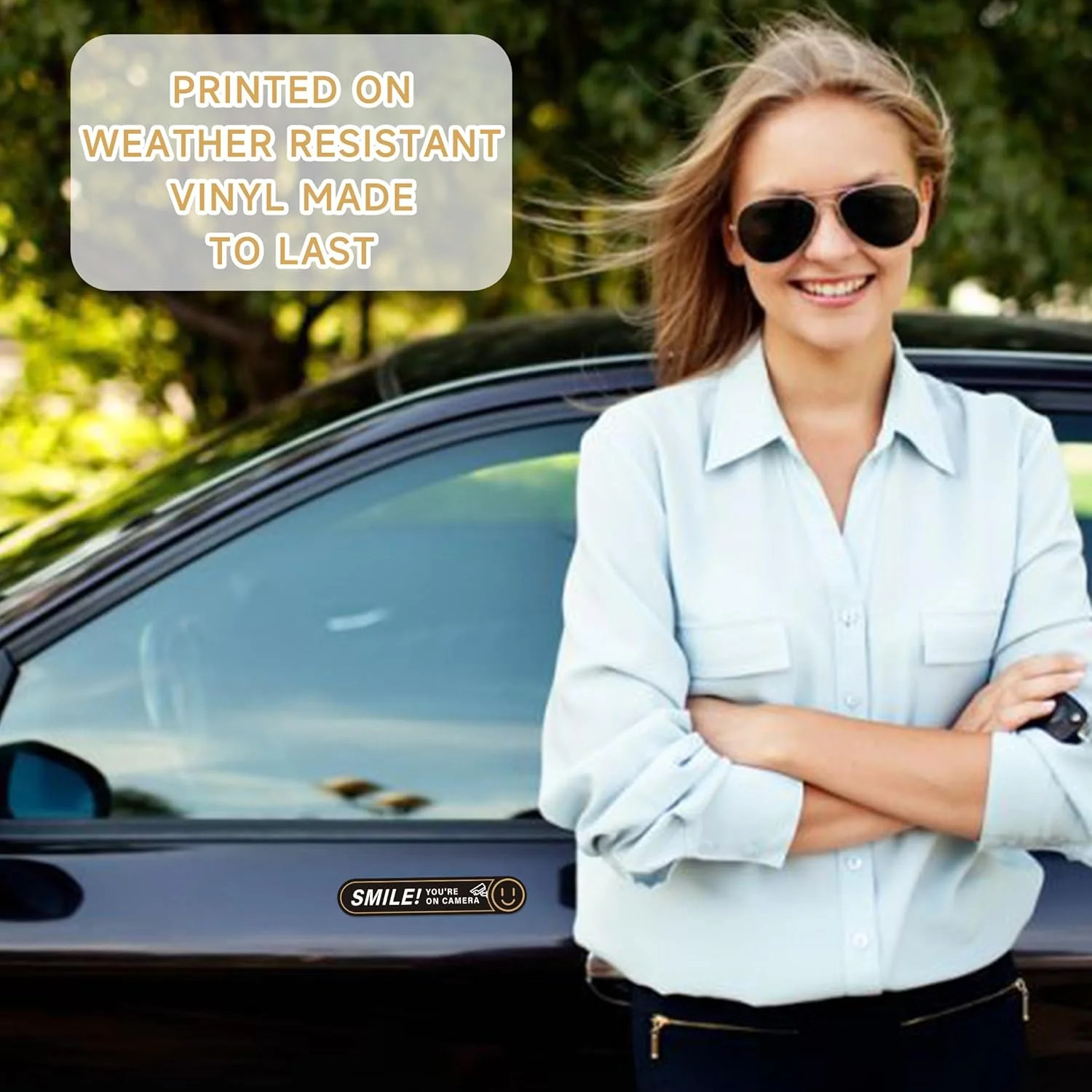 8PCS Smile You're On Camera Sticker for Car, Self Adhesive Waterproof Durable Vi