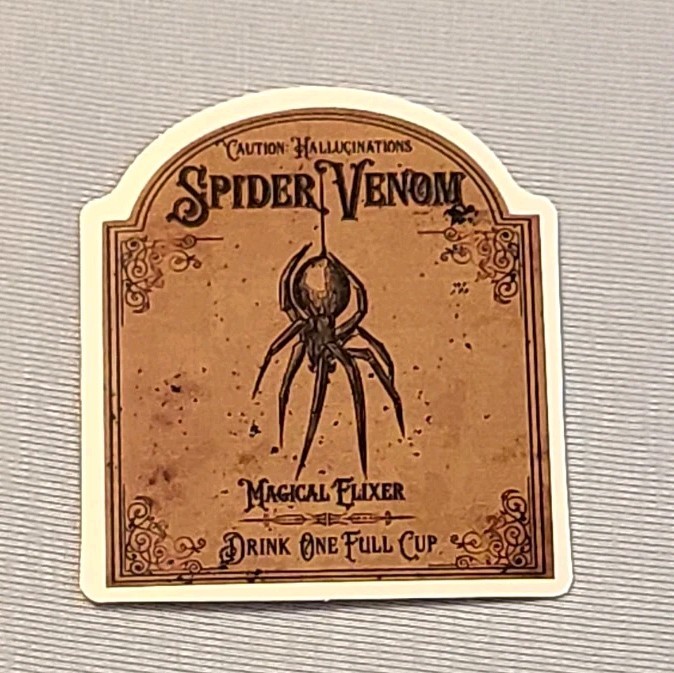 Spider Venom Sticker Magical Elixer Vinyl Die Cut Gothic Apothecary Decal