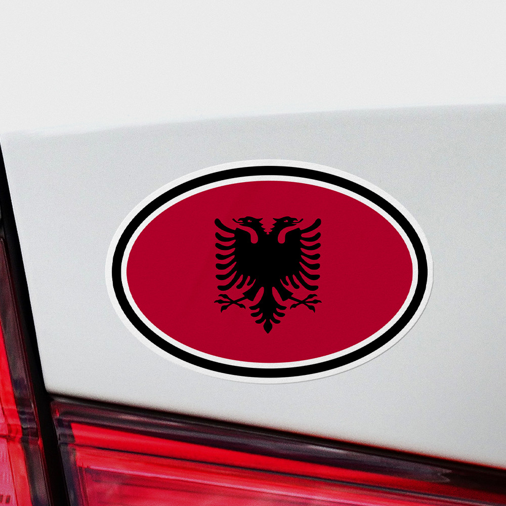 Albania Oval Flag Sticker 3 Pack Vinyl Decal Car Auto Window Tirana