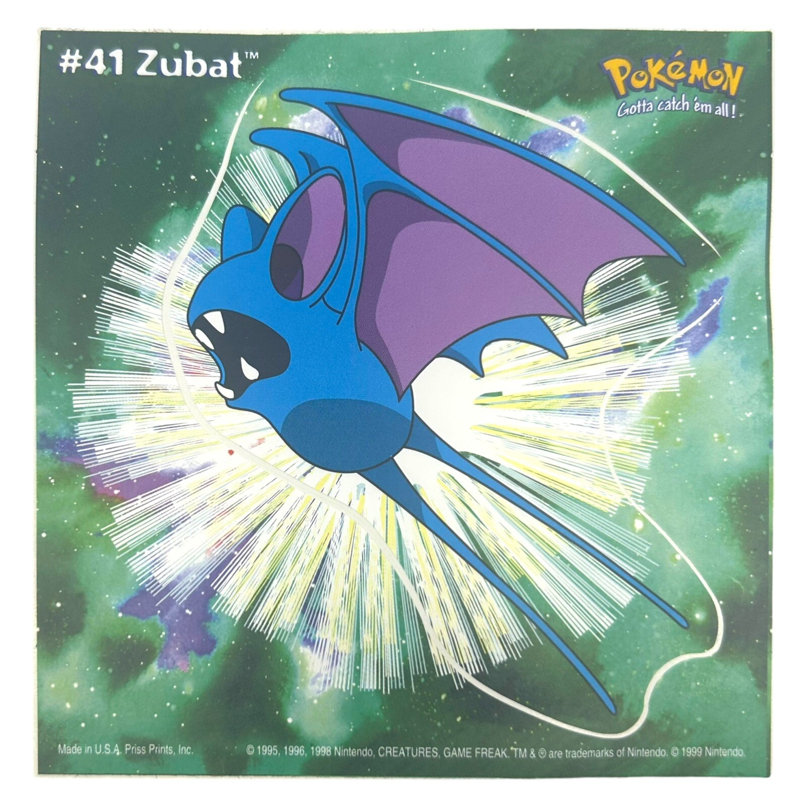 Pokemon Collect ’em Stick-Ups Zubat #41 Large 4” Sticker Priss Prints