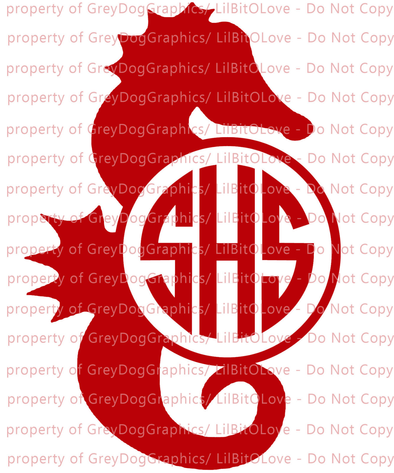 Custom Seahorse Yeti Sized Monogram Decal Your Initials 3 Letters Sticker Sea