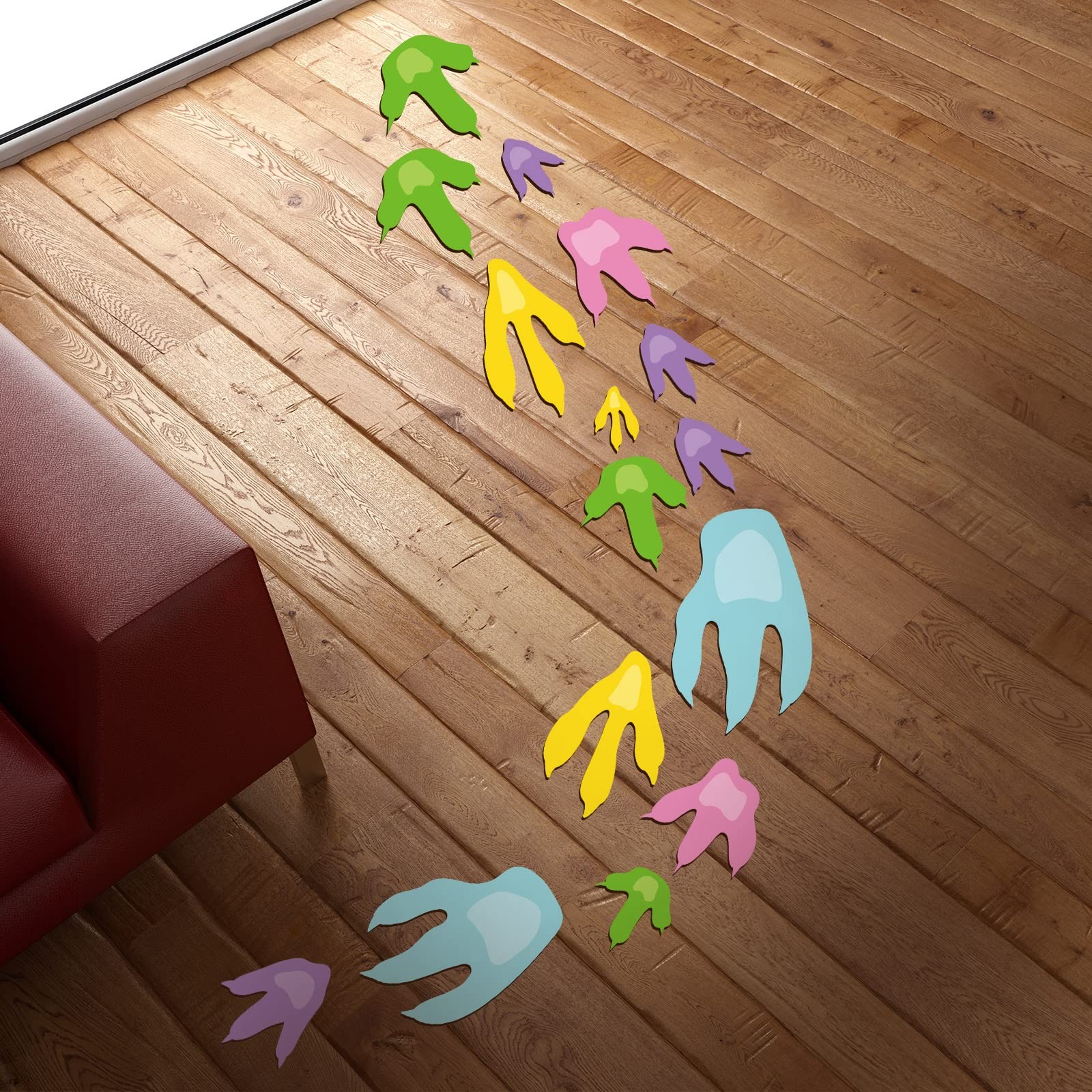 48 Pcs Dinosaur Footprint Stickers Wall Decals for Floor Removable Dinosaur F…