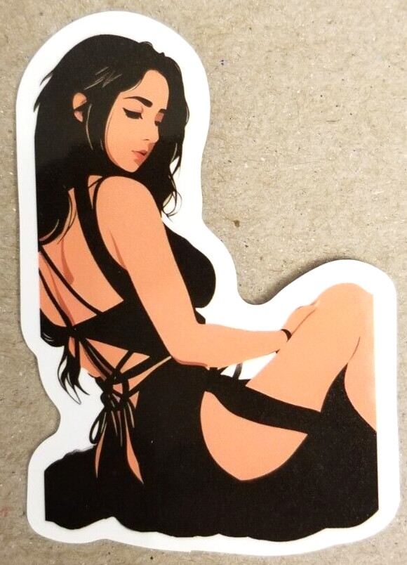 Waifu Sticker Girl Formal Black Dress Date Dancer Idol Anime Manga Pin Up Pinup