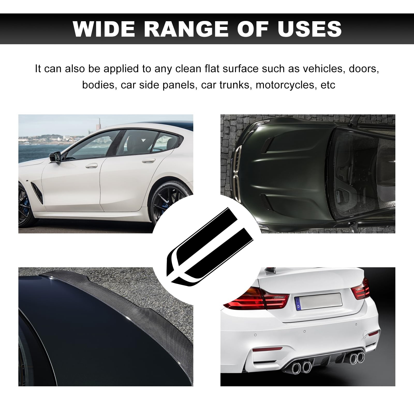 Universal Car Hood Decal Sticker Black Racing Stripe Vinyl Body Graphics