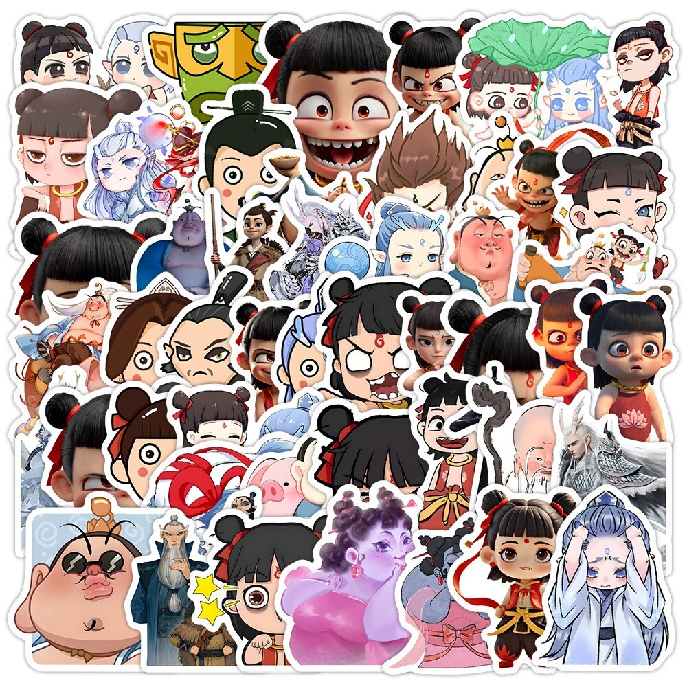 50pcs Waterproof Vinyl Stickers Ne Zha Animation Luggage Phone Laptop Car Window