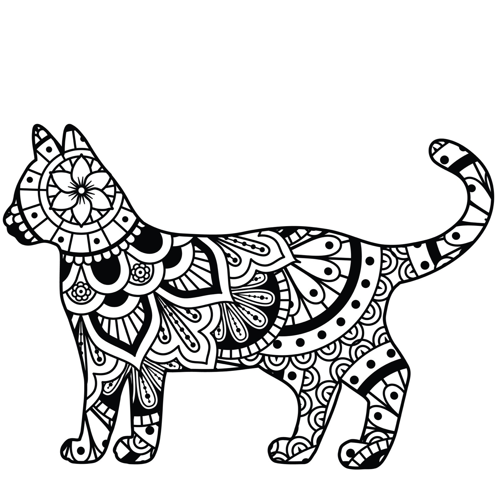 3” Wide Mandala Cat Sticker Elegant Design Beautiful Kitten Meow