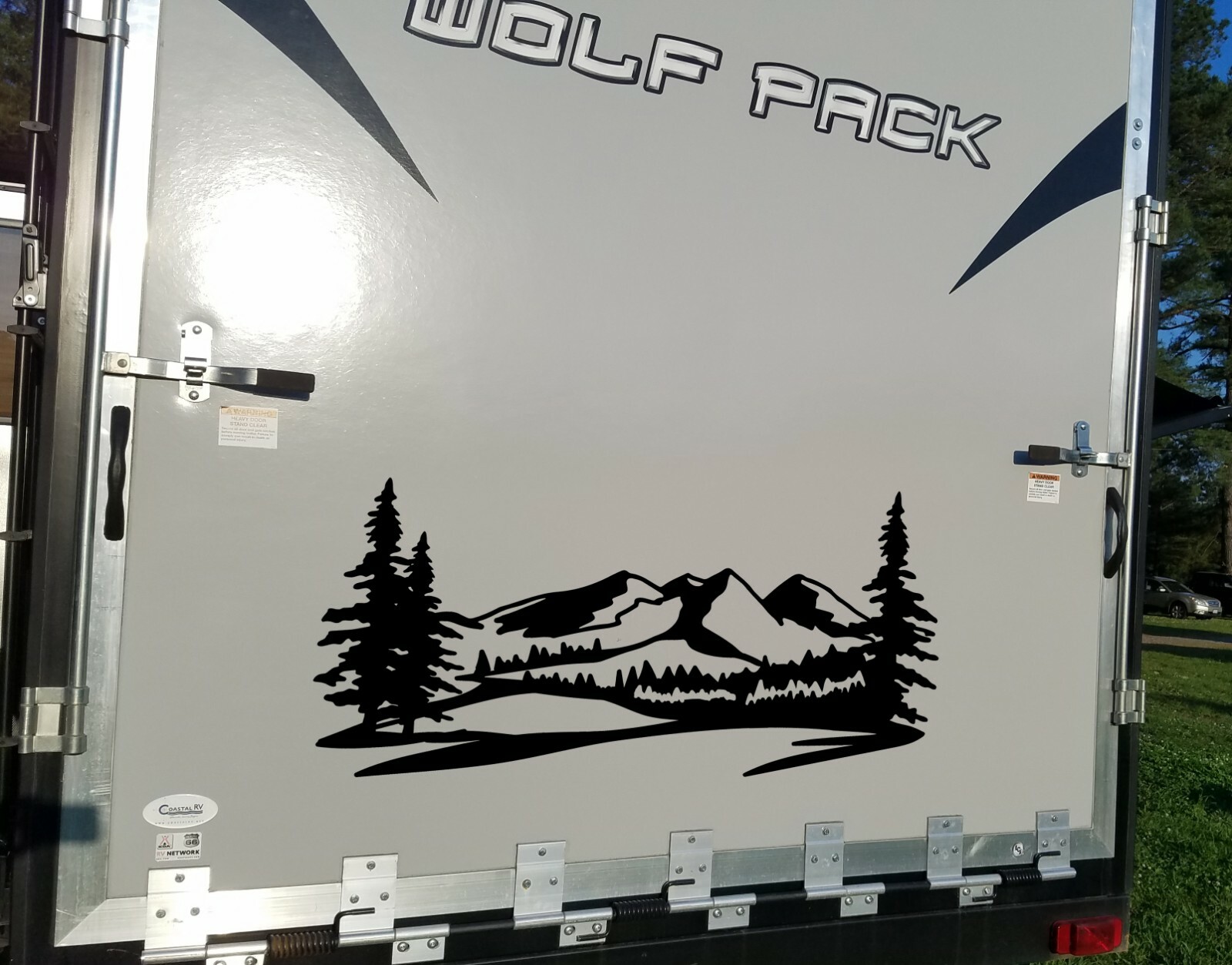 Mountains Forest Scene Vinyl Decal V2 Camper RV Travel Trailer Graphics Sticker