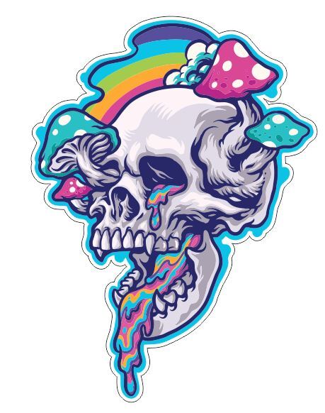 Trippy Mushroom Skull Sticker A17