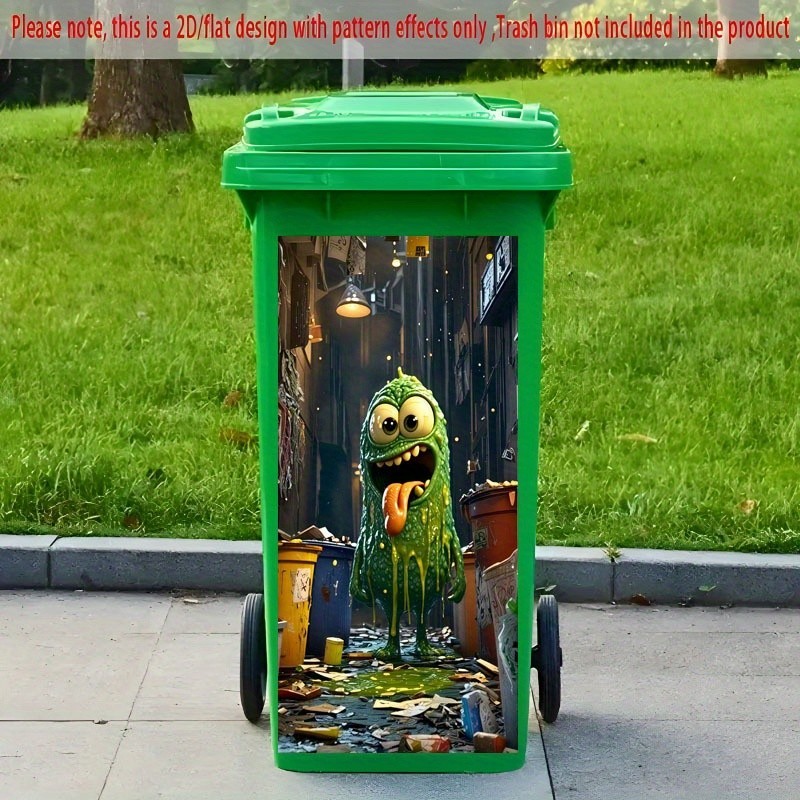 1pc 2D Flat Printing Trash Can Sticker Decorative Wallpaper Self-Adhesive