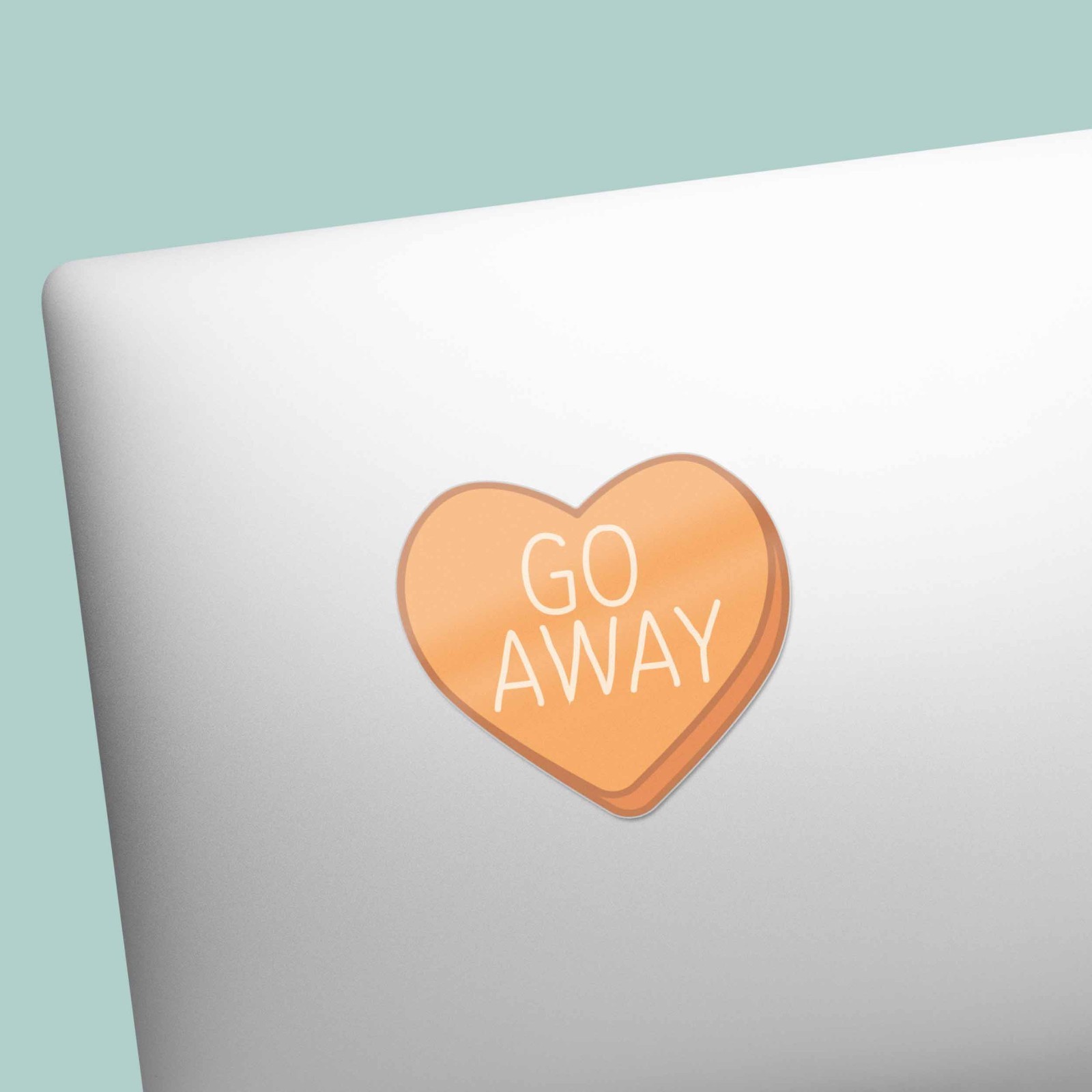 Go Away Funny Candy Heart Sticker- Mini Valentines Decal for Laptop & Hydroflask