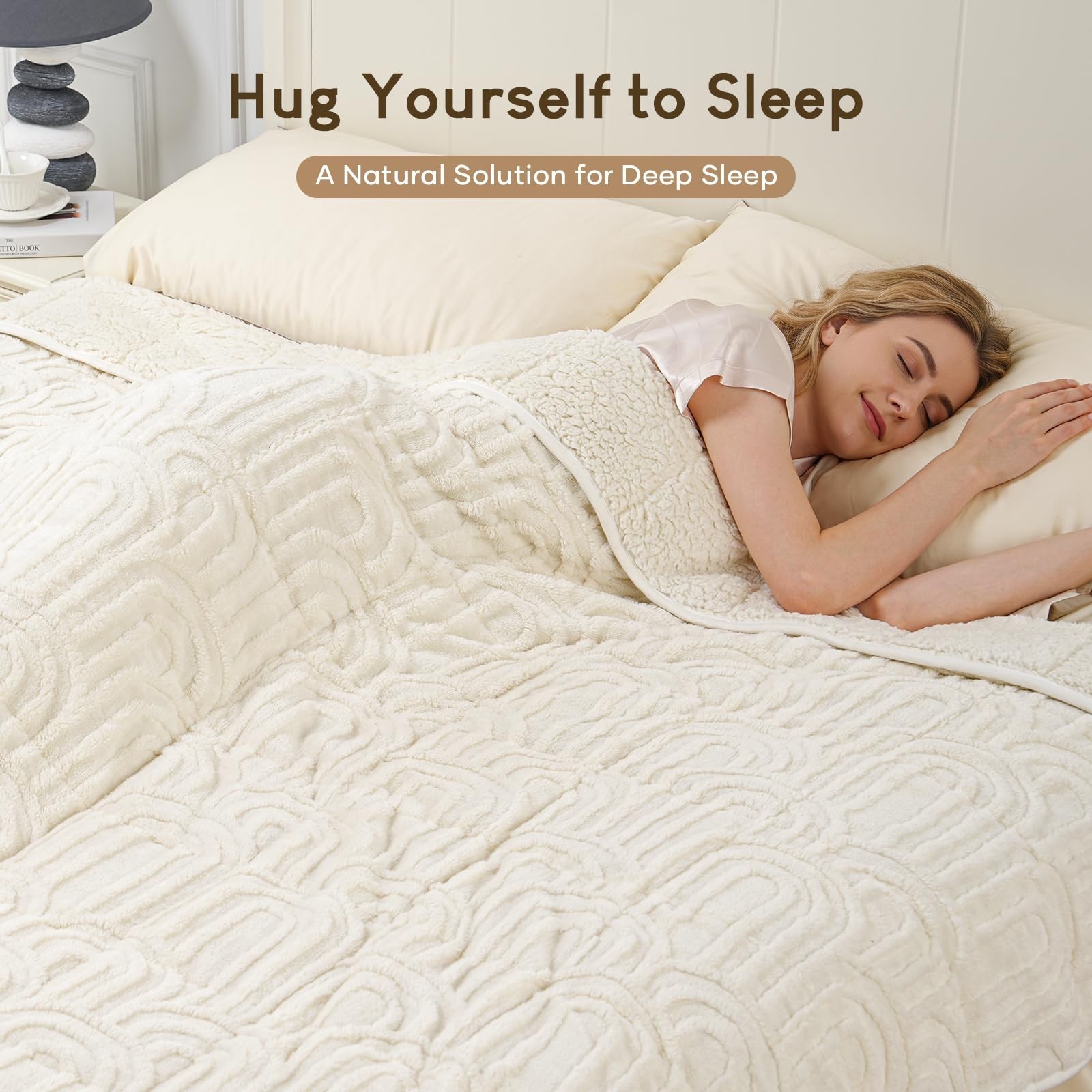 Cottonblue Jacquard Weighted Blanket for Adults 15 lbs Queen Size, Soft Fluff…