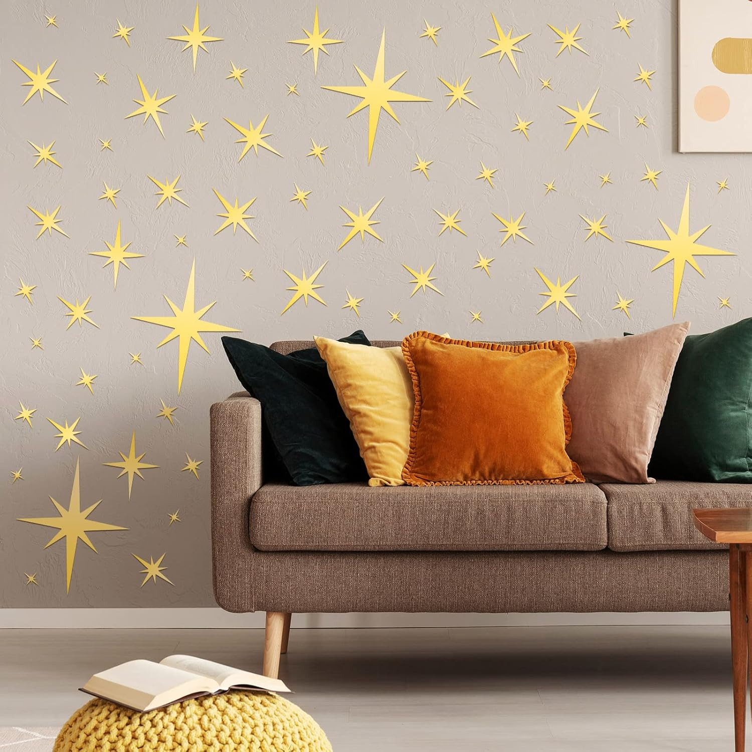 82 Pieces Mirror Wall Stickers Star Wall Decals Decor Removable 3D Acrylic Mi…