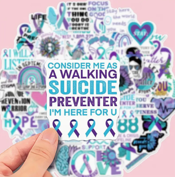50-pc Suicide Awareness Mental Health Stickers New