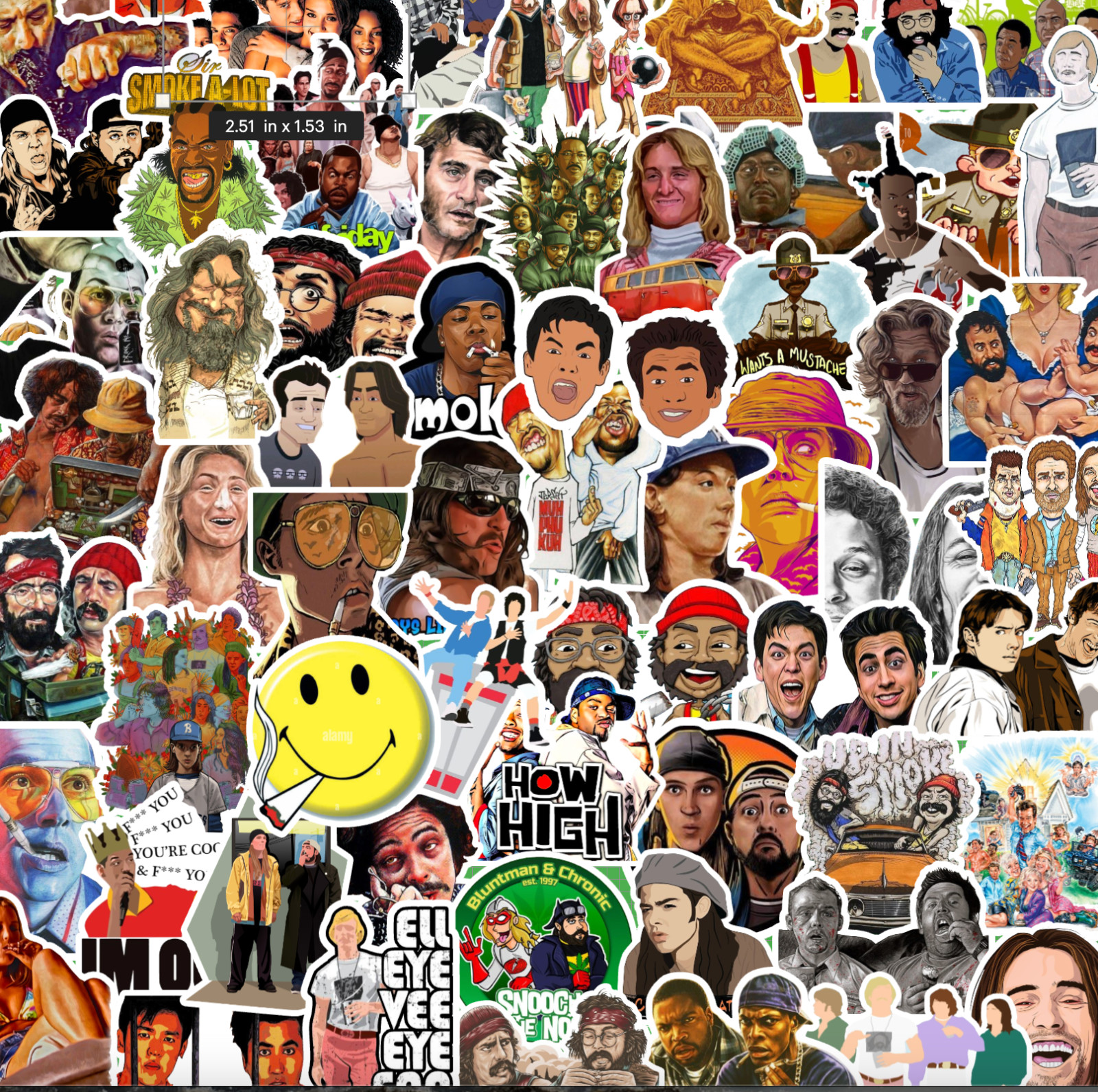 25/50 Stoner Movie Sticker Pack-Waterproof Vinyl- Weed Cannibus 420 Leaf Dazed