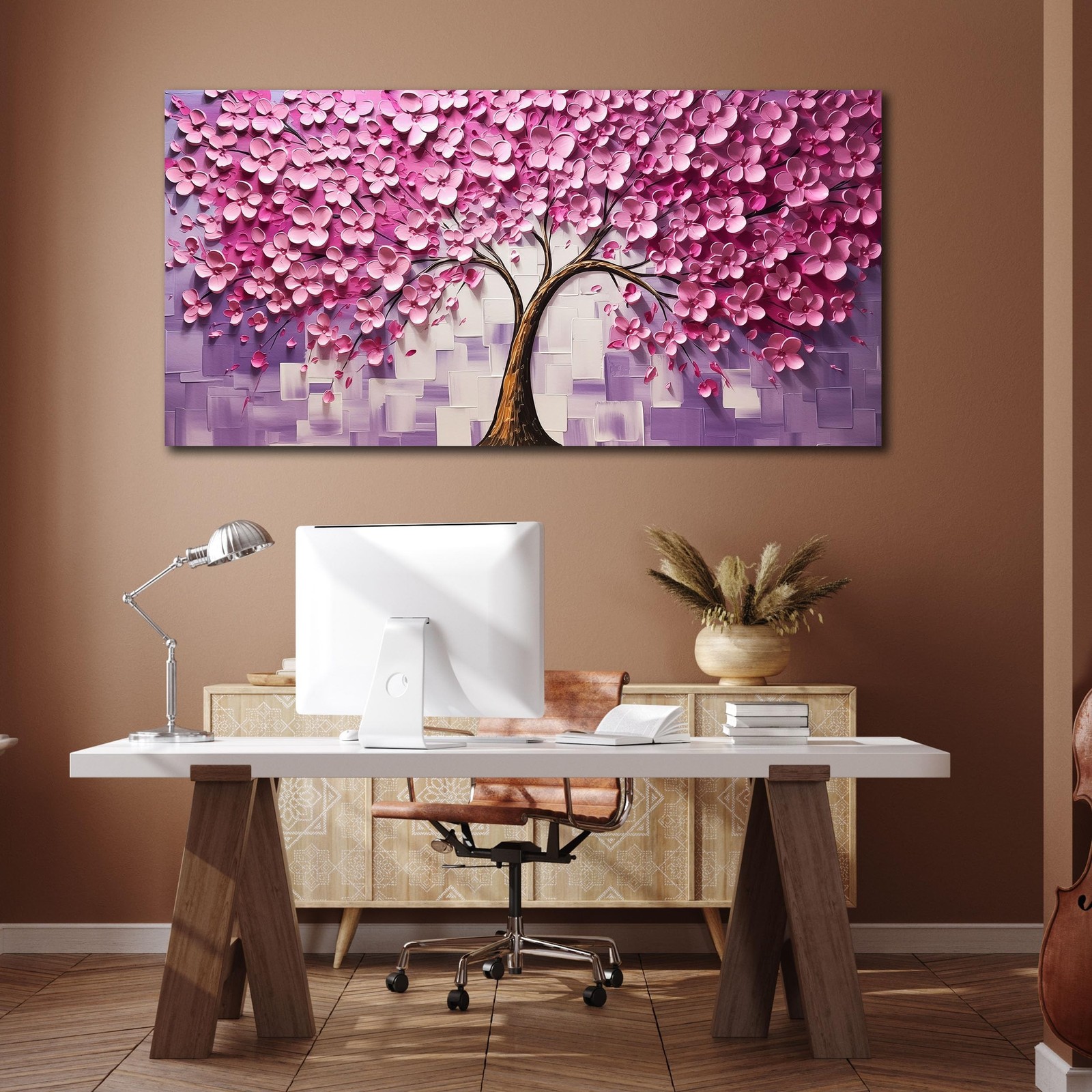 Tree of Life Wall Art for Living Room Large Size,Hot Pink Bedroom Decor for T…