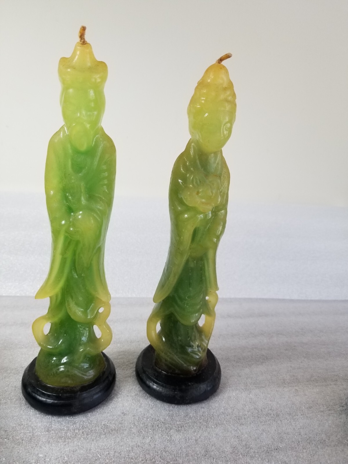 9" Pair Vintage Oriental Asian Chinese Ming Dynasty Figural Ceremonial Candles