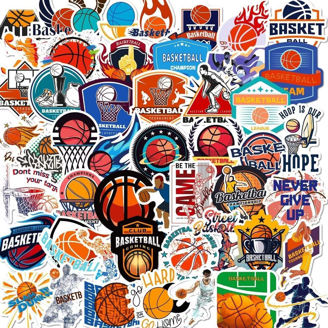 Basketball Stickers for Kids Teens Adults, 100PCS Vinyl Waterproof Basketball Sp