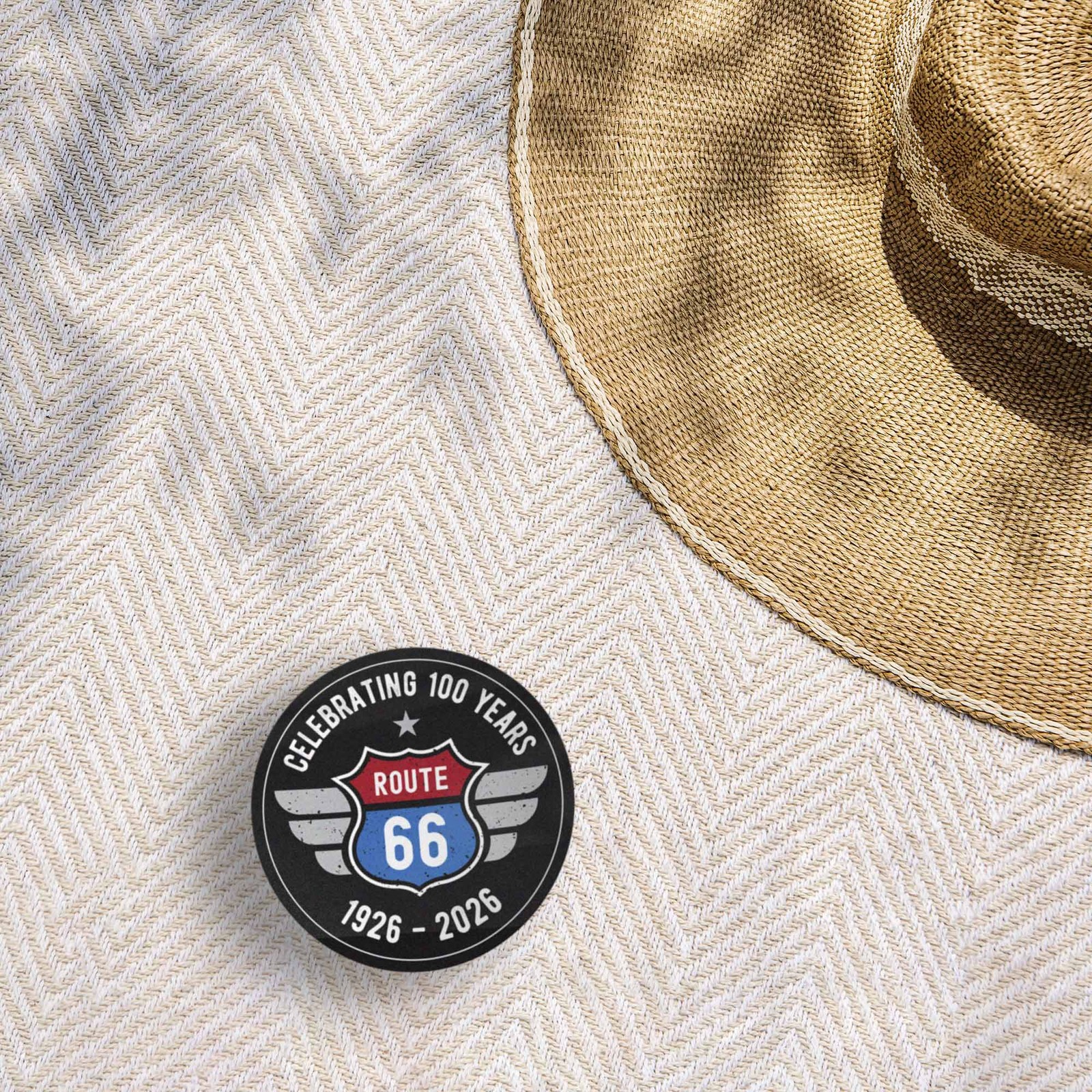 100th Anniversary Route 66 Sticker – Black Circle