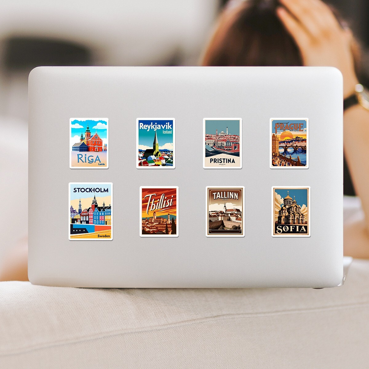 50pc Waterproof Stickers Europe Iconic Landmarks Trip Vacation Luggage Phone Car