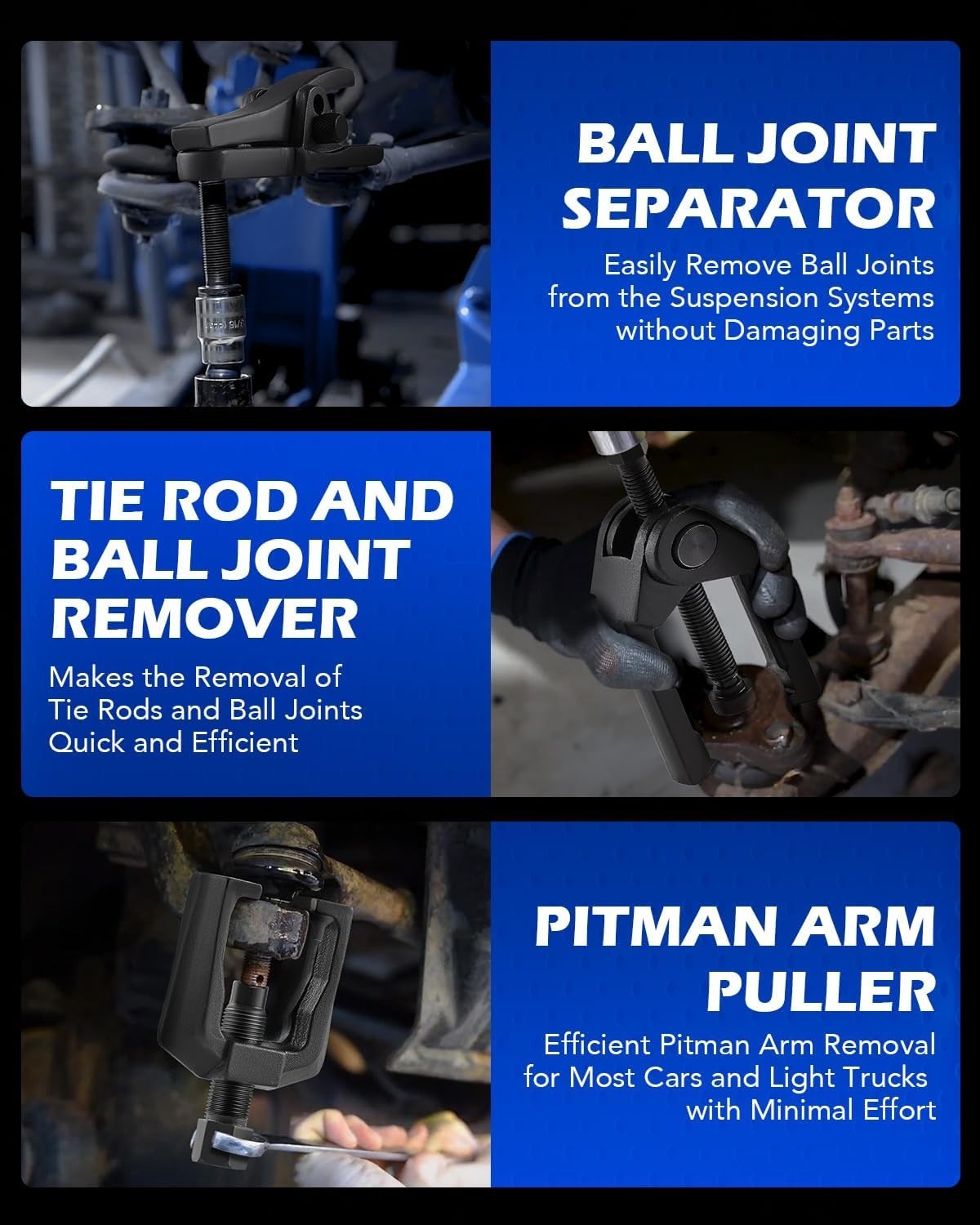 5-in-1 Ball Joint Separator, Pitman Arm Puller, Tie Rod End Tool Set for Front E