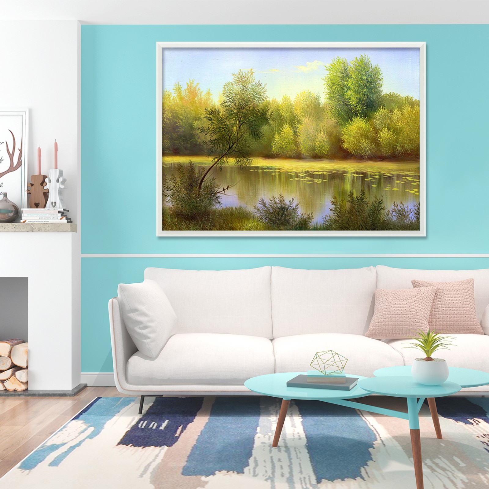 3D Green River 4 Fake Framed Poster Home Decor Print Painting Unique Art Summer