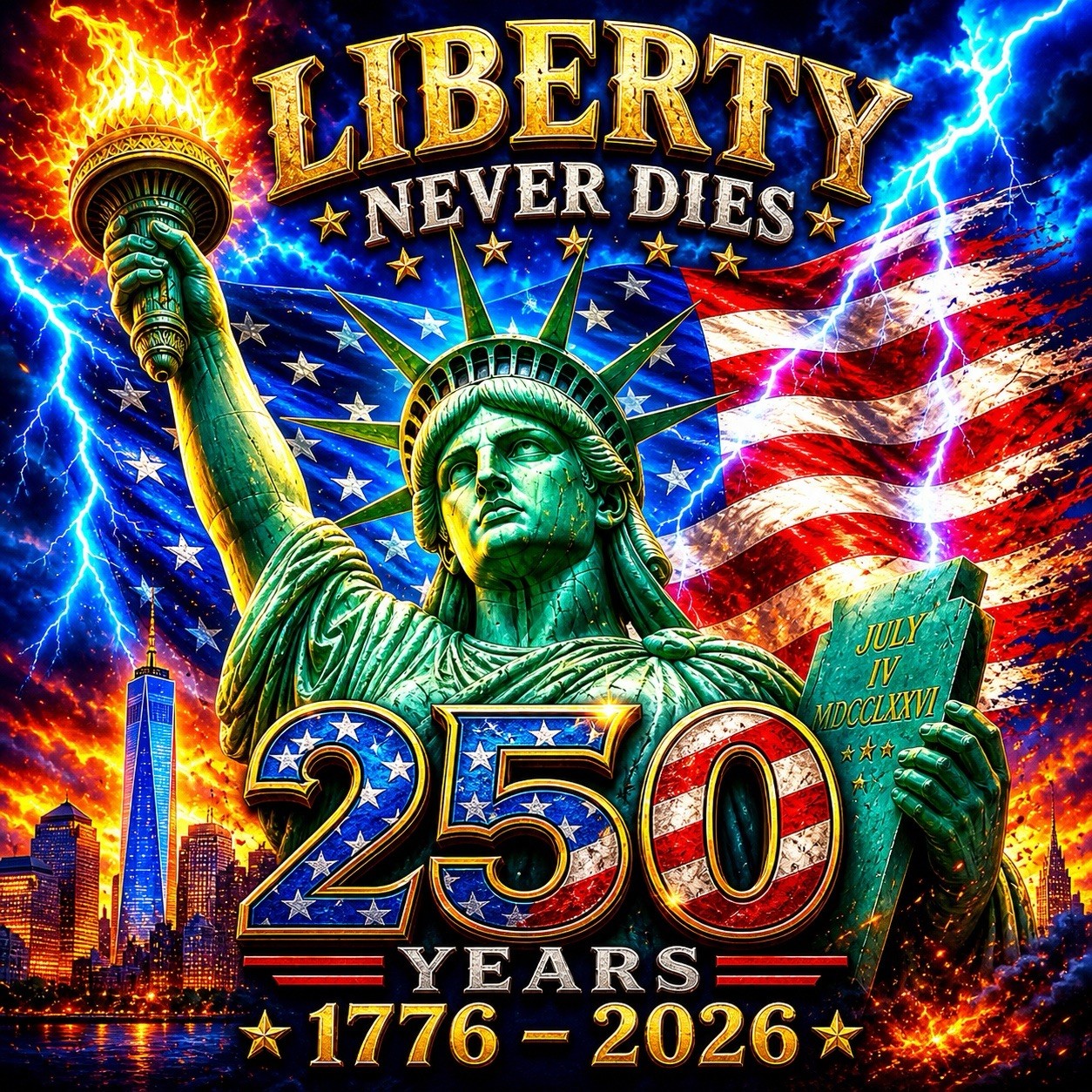 STICKER (BUY 2, GET 1 FREE) 250th America Statue Of Liberty USA patriotic