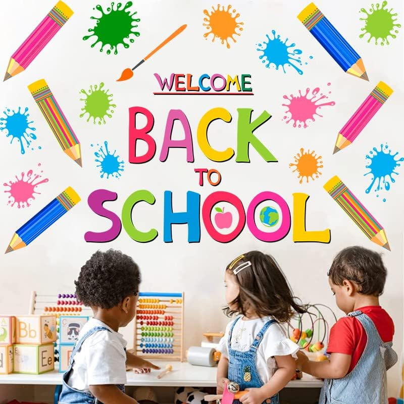 Colorful Crayon Wall Decals Peel and Stick for Playroom Nursery