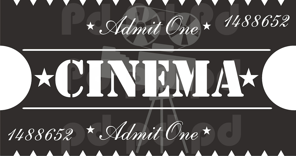Cinema Ticket Wall Decal Mural Old Fashioned Tickets Movie Theatre Movies, c87