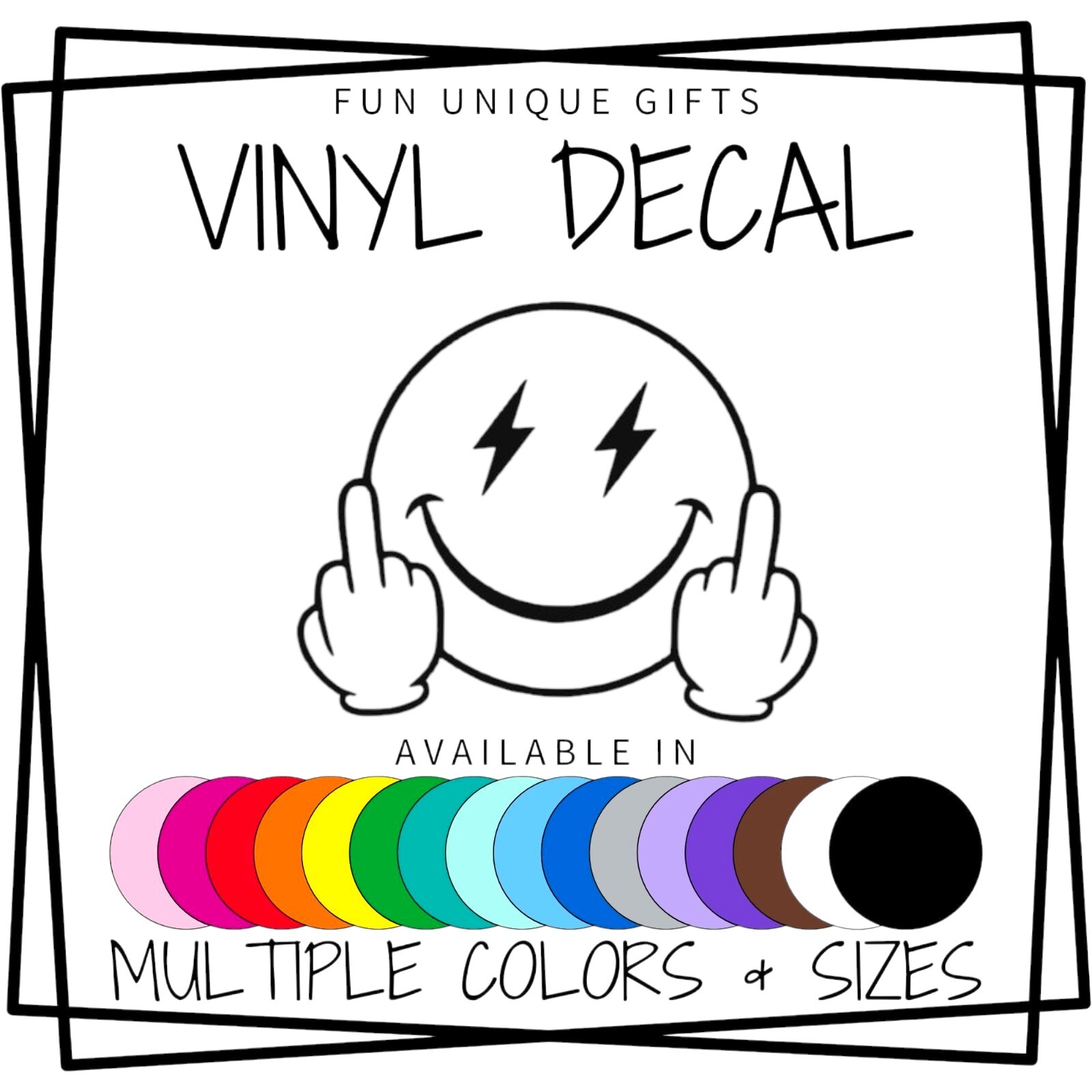 Flip Off Smiley Face Vinyl Decal Sticker -Multiple Colors & Sizes- FREE SHIPPING