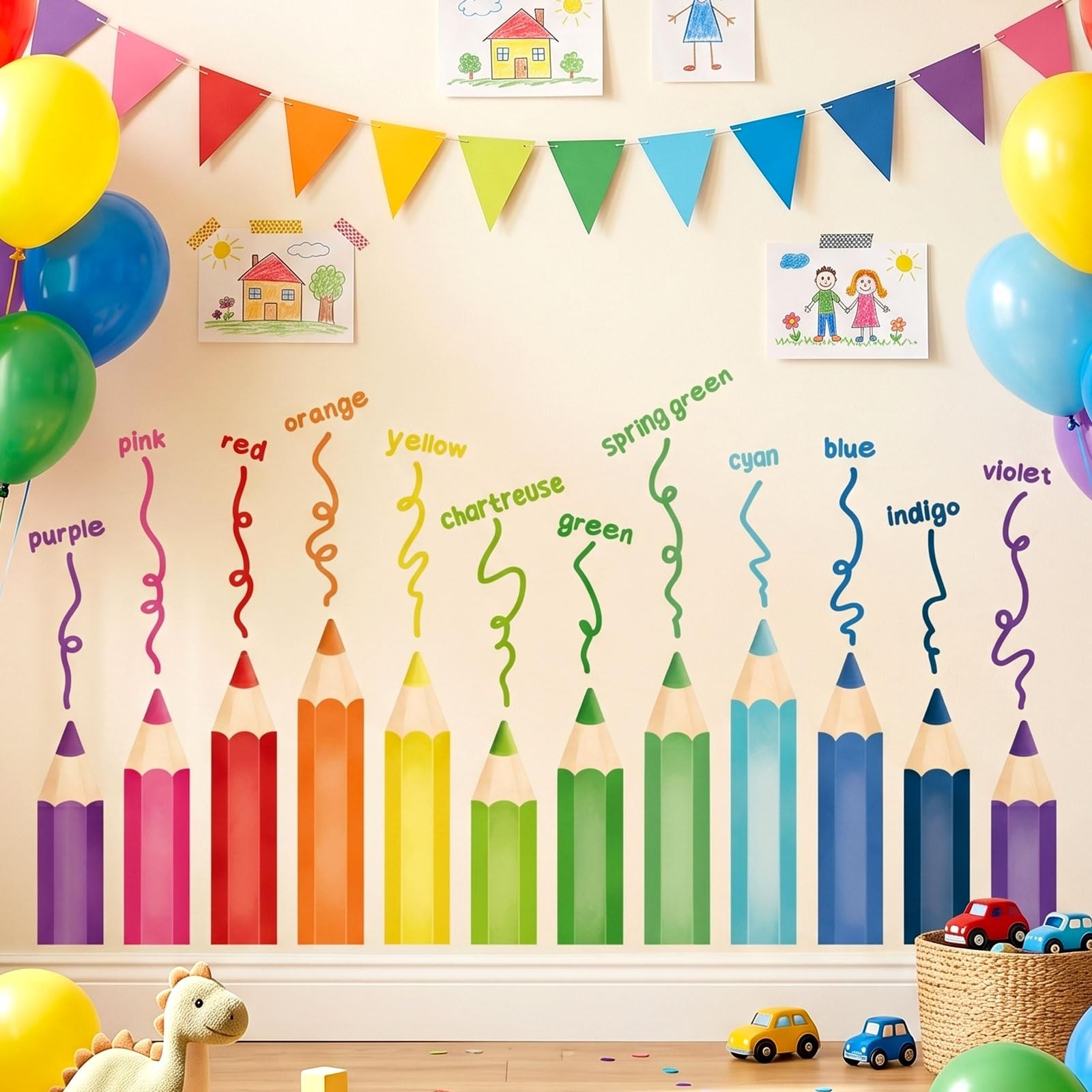 Educational Pencil Crayons Wall Stickers Learning Color Educational Decals fo…