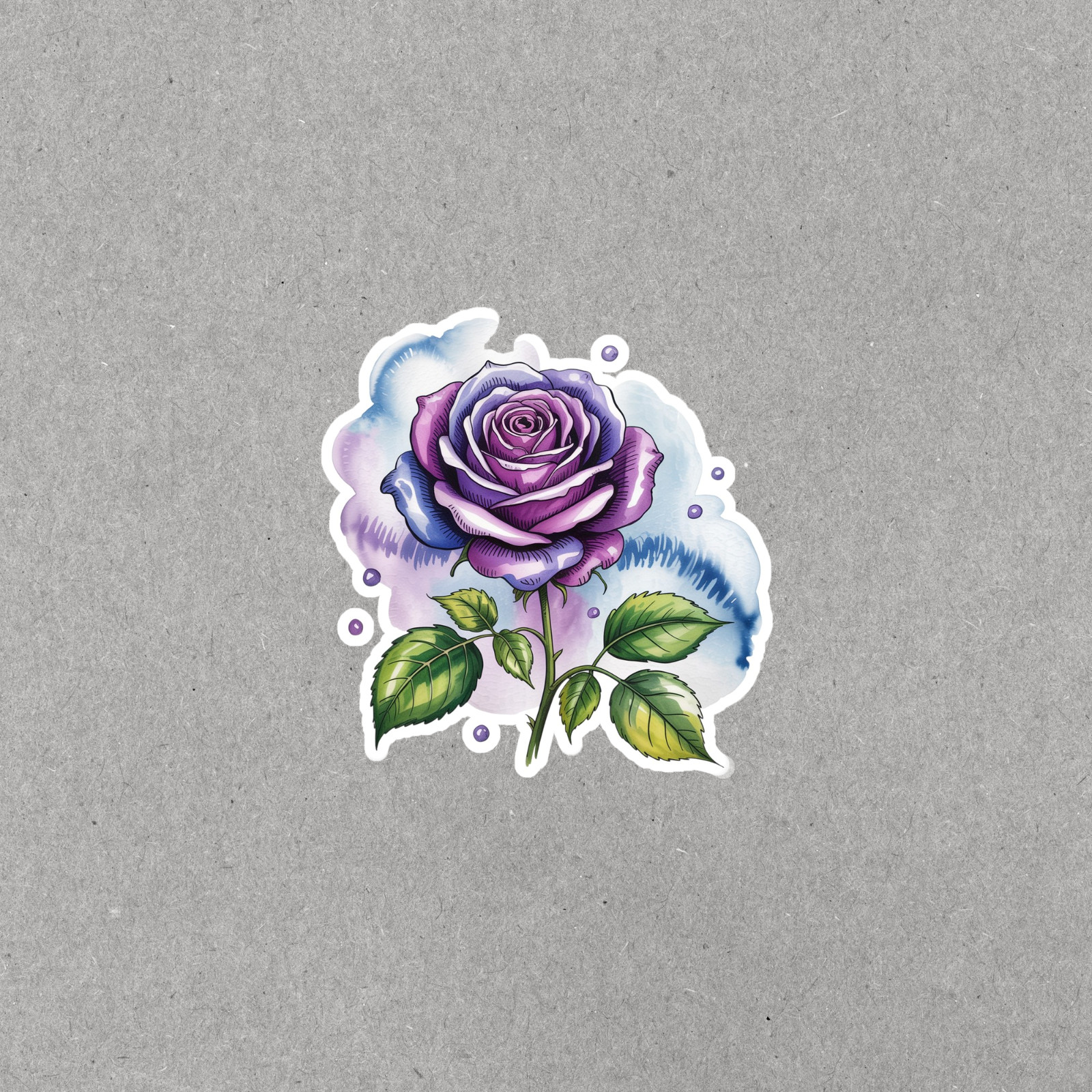 Watercolor Purple Rose Sticker | Botanical Laptop Decal #6774