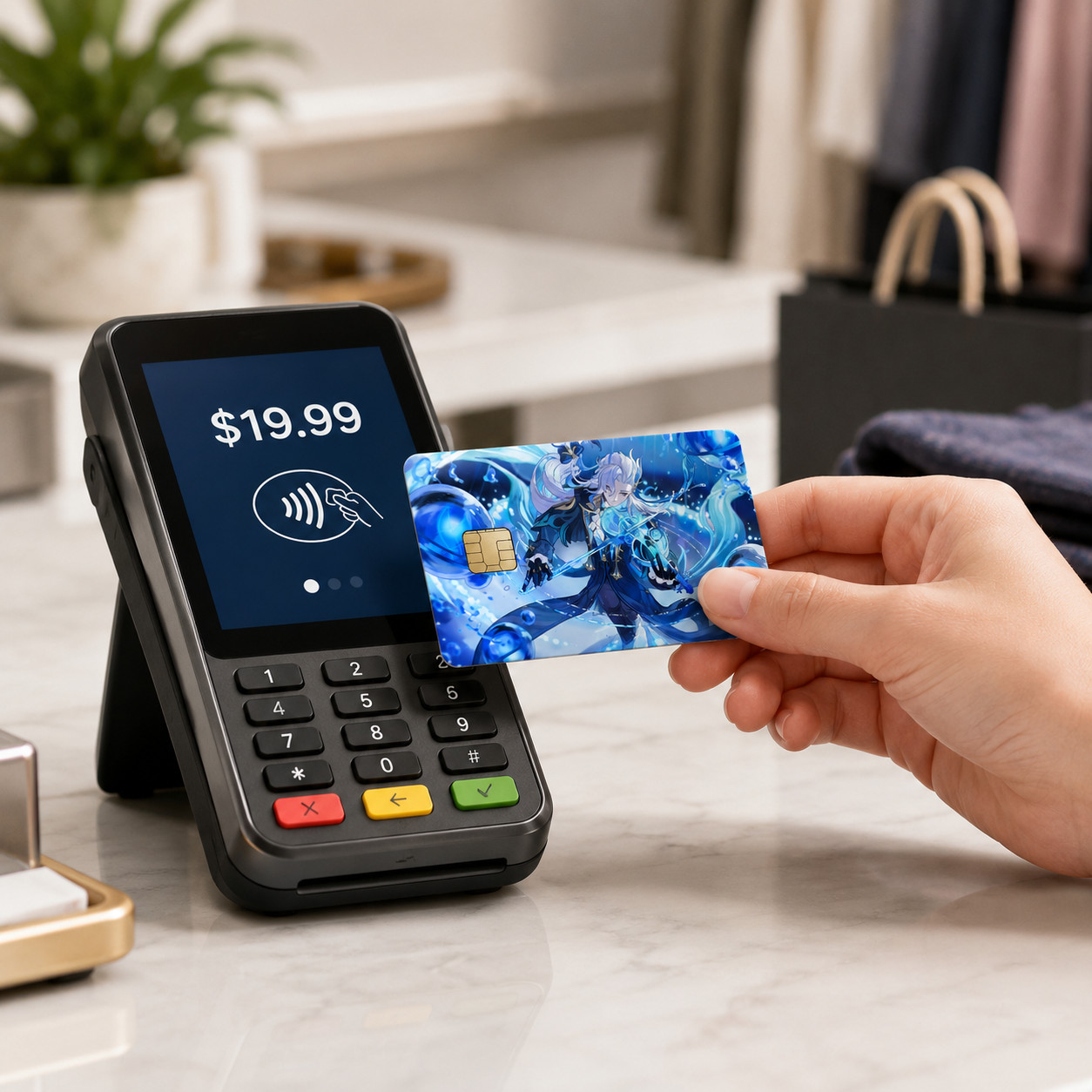 Neuvillete Hydro Dragon's Symphony Genshin Impact Debit Card Credit Card Skin